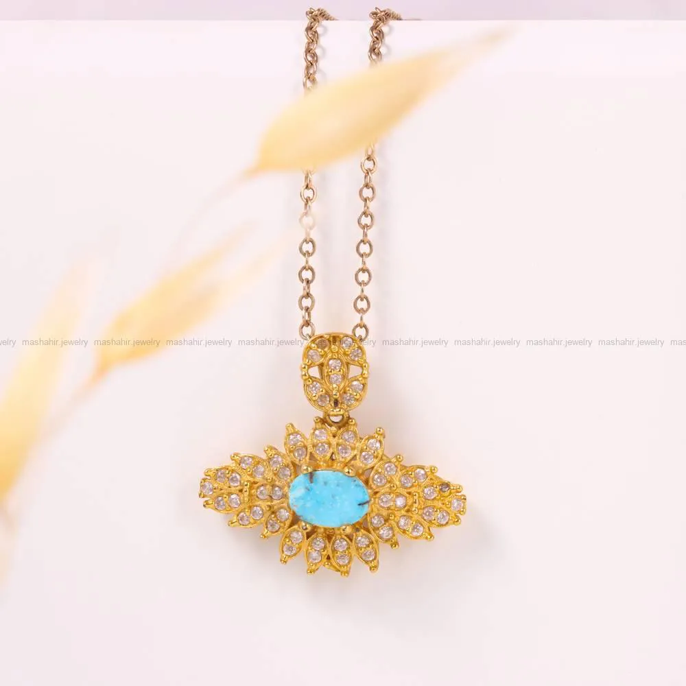 گردنبند فیروزه زنانه کد 4428