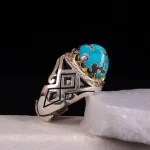 انگشتر فیروزه شجری مردانه کد 387