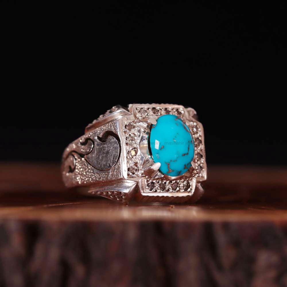انگشتر فيروزه شجری مردانه کد 710
