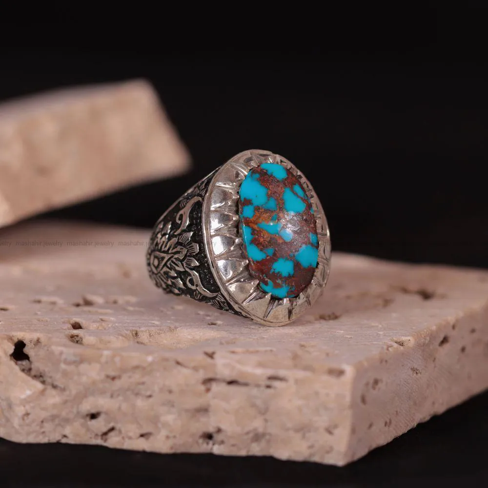 انگشتر فيروزه شجری مردانه کد 918