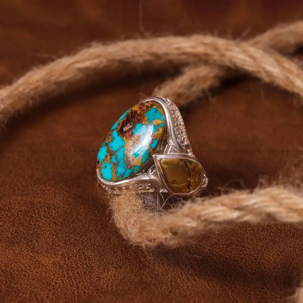 انگشتر فیروزه شجری مردانه کد 4211