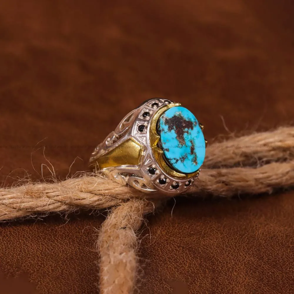 انگشتر فیروزه شجری مردانه کد 4214