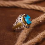انگشتر فیروزه شجری مردانه کد 4218