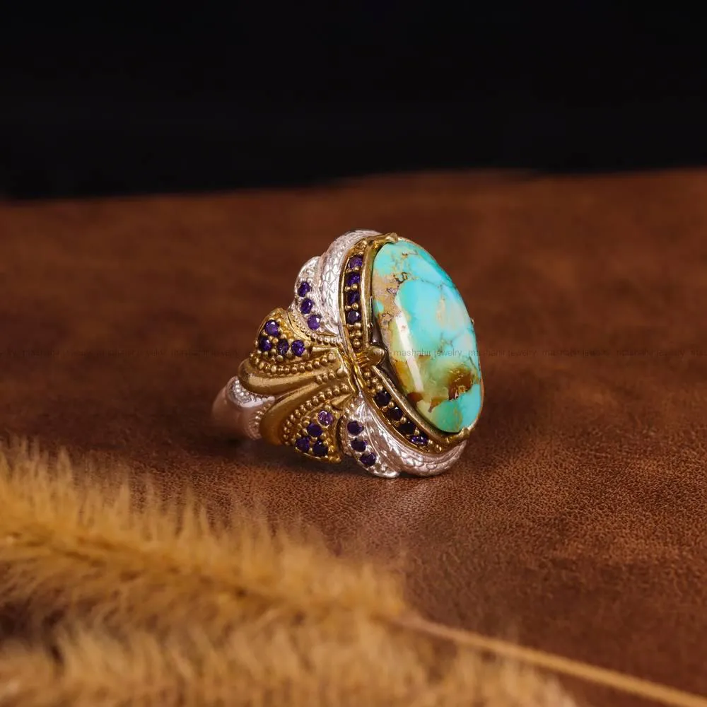 انگشتر فیروزه شجری مردانه کد 4227