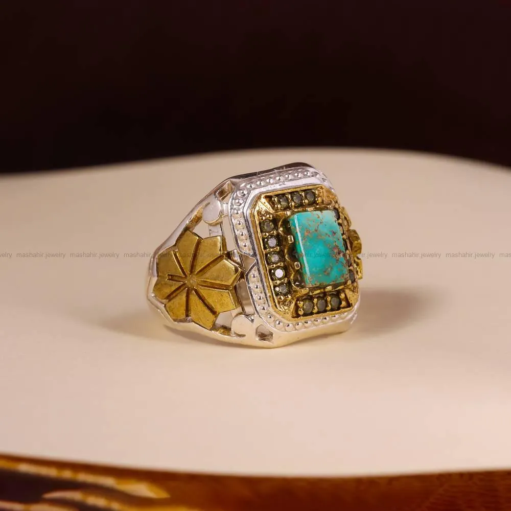 انگشتر فیروزه شجری مردانه کد 4240