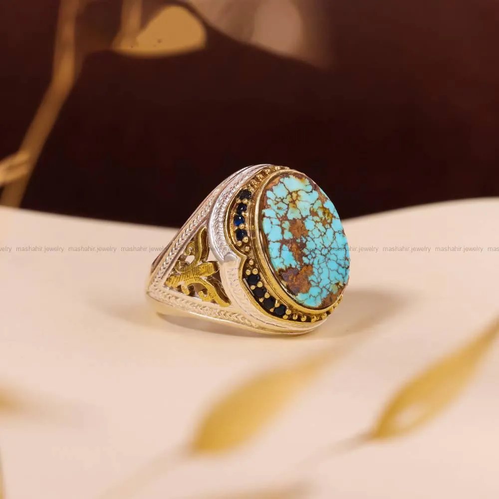 انگشتر فیروزه شجری مردانه کد 4248