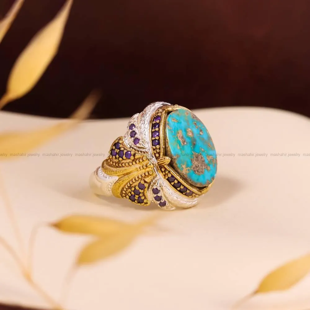 انگشتر فیروزه شجری مردانه کد 4250
