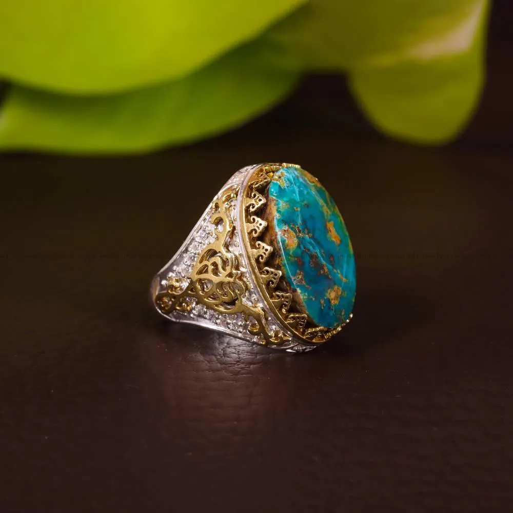 انگشتر فیروزه شجری مردانه کد 4259