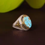 انگشتر فیروزه شجری مردانه کد 4260