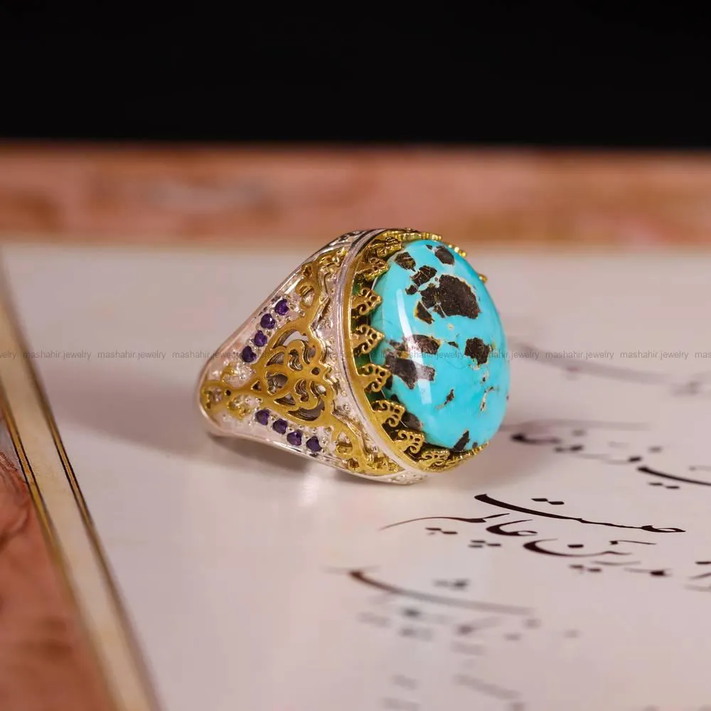 انگشتر فیروزه شجری مردانه کد 4277