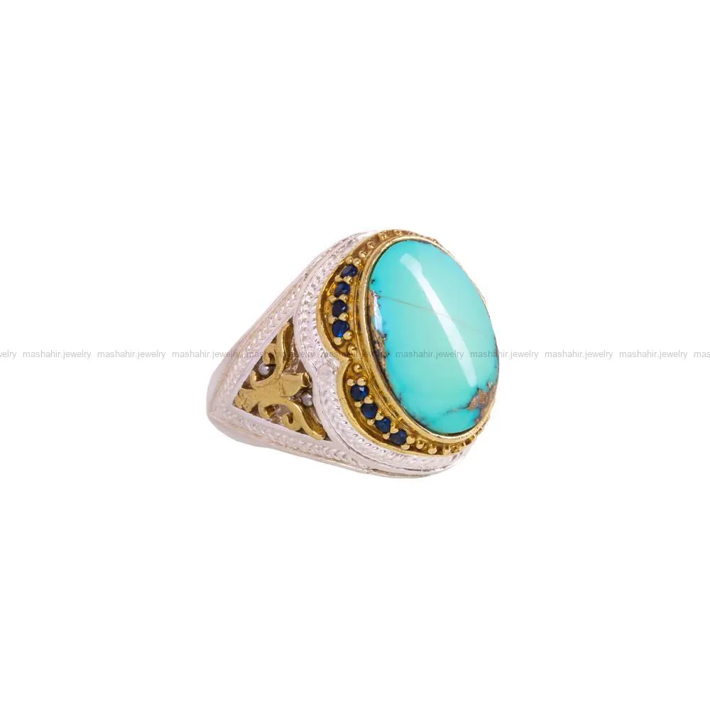 انگشتر فیروزه شجری مردانه کد 4215