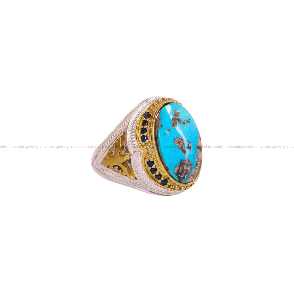 انگشتر فیروزه شجری مردانه کد 4221