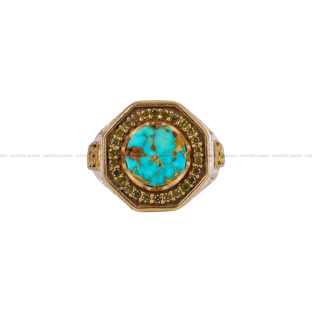 انگشتر فیروزه شجری مردانه کد 4223