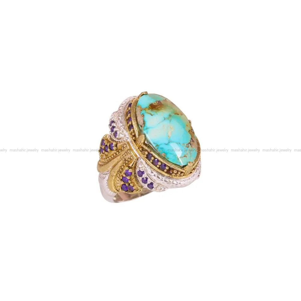 انگشتر فیروزه شجری مردانه کد 4227