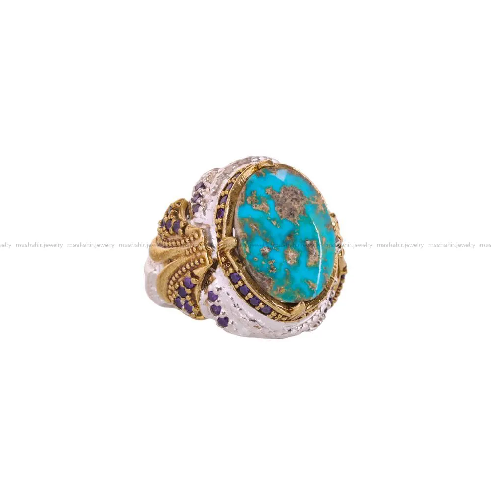 انگشتر فیروزه شجری مردانه کد 4250