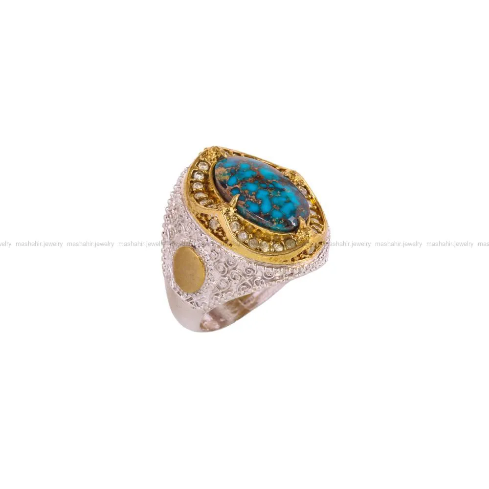 انگشتر فیروزه شجری مردانه کد 4285