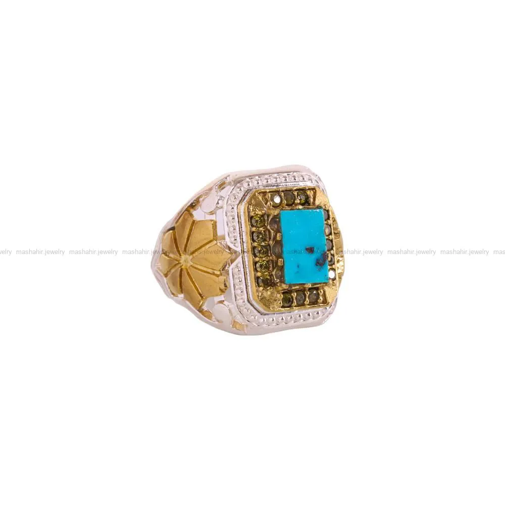انگشتر فیروزه شجری مردانه کد 4289