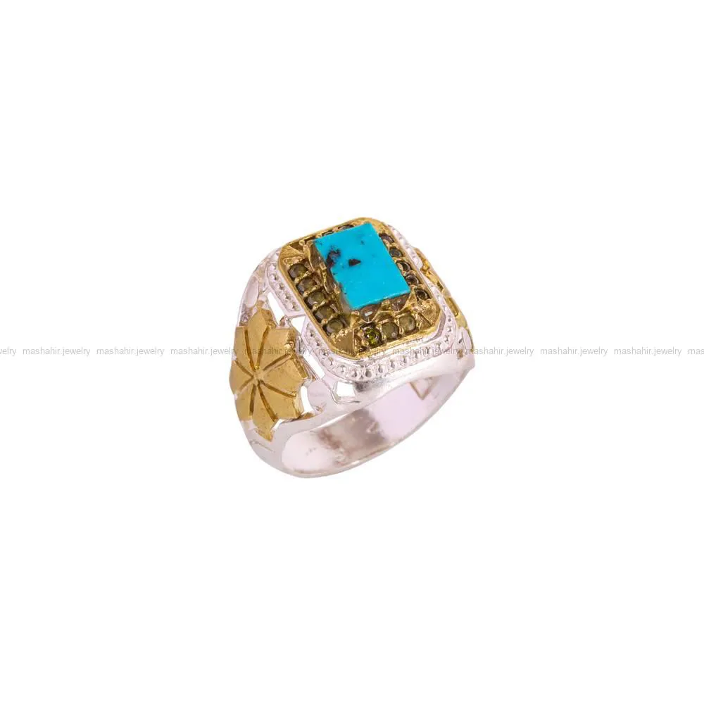انگشتر فیروزه شجری مردانه کد 4289