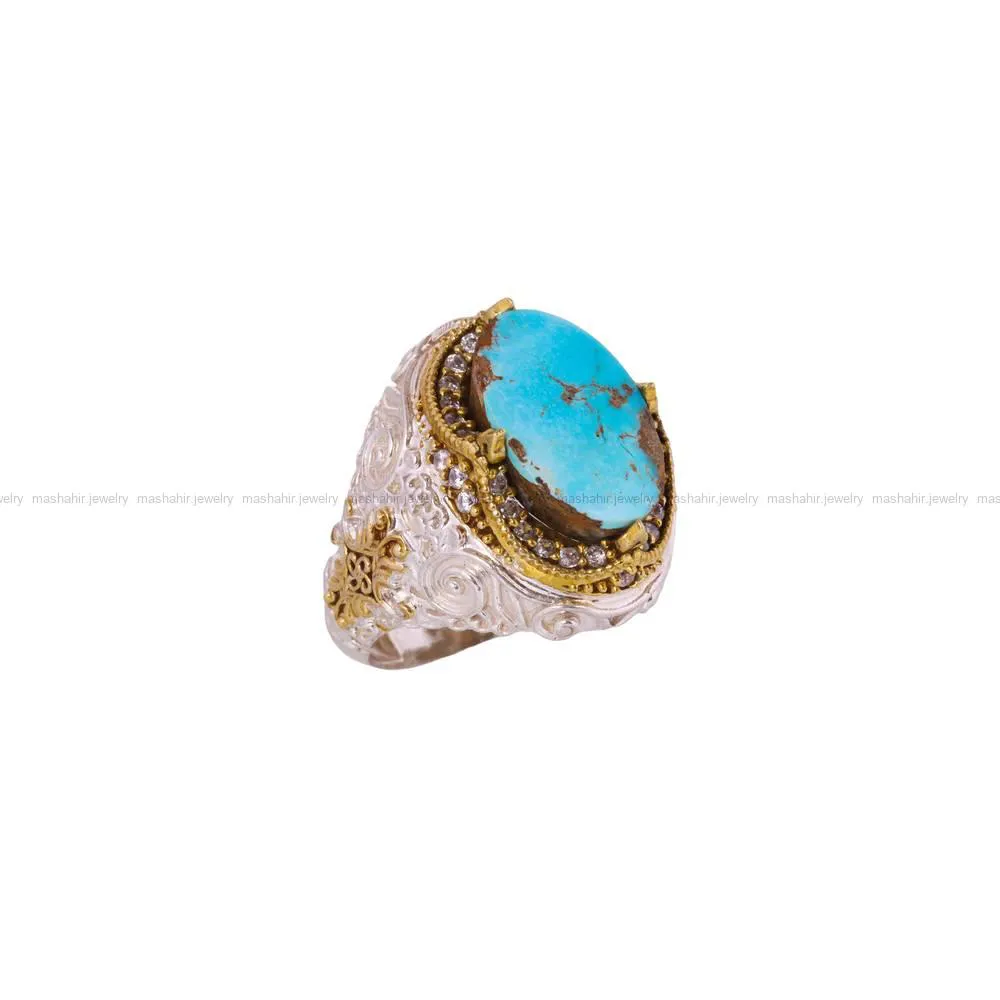 انگشتر فیروزه شجری مردانه کد 4295