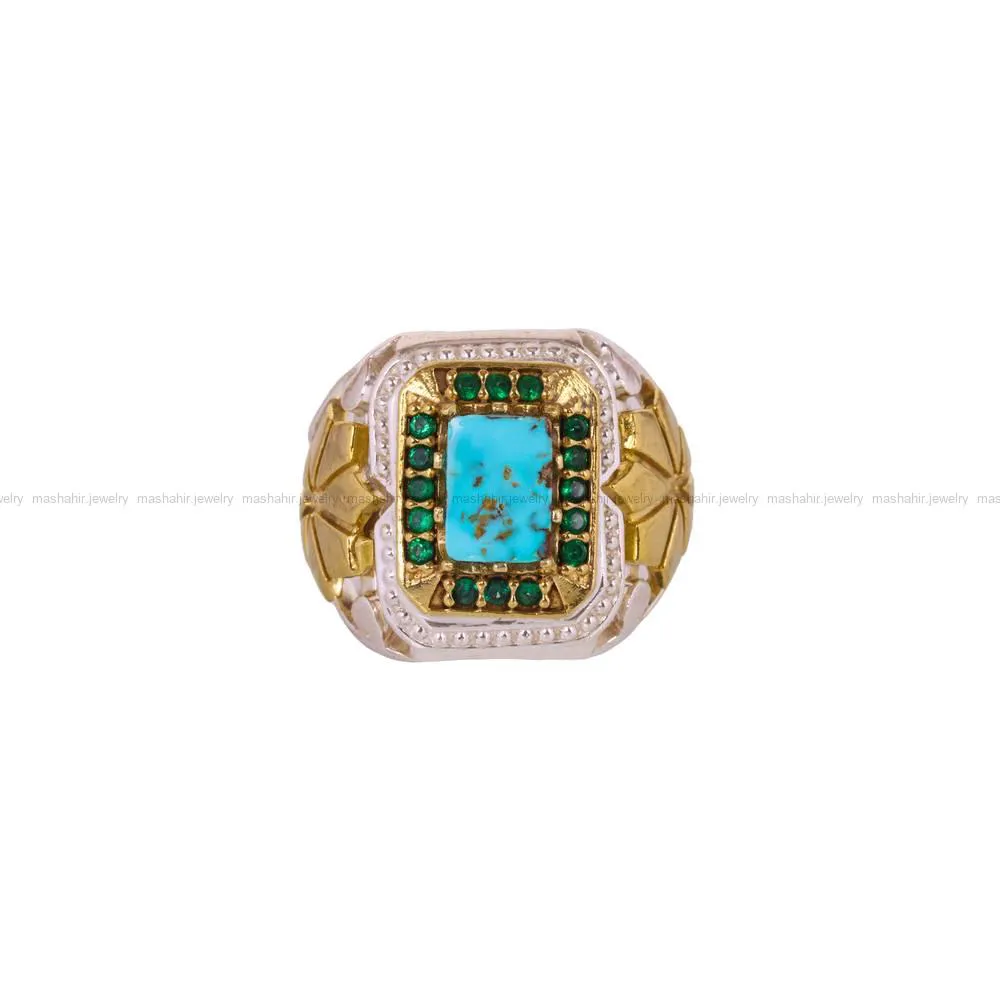 انگشتر فیروزه شجری مردانه کد 4310