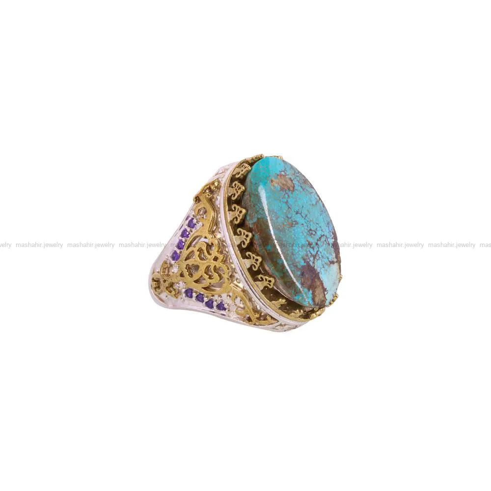 انگشتر فیروزه شجری مردانه کد 4318