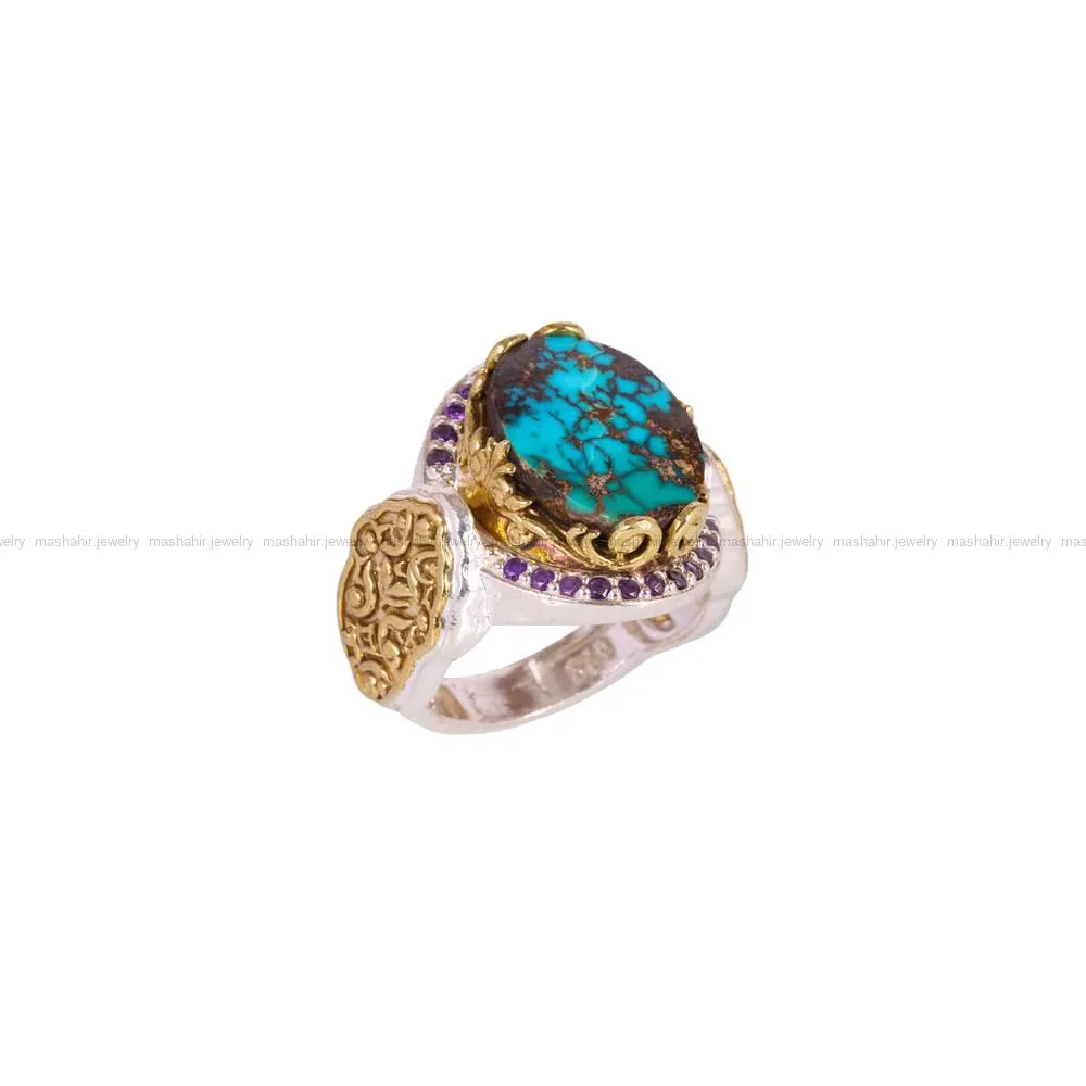 انگشتر فیروزه شجری مردانه کد 4346