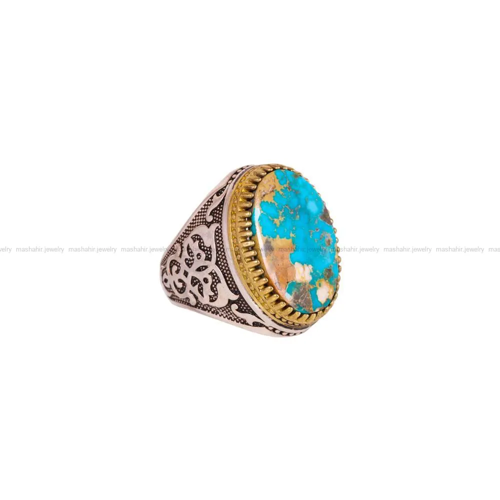انگشتر فیروزه شجری مردانه کد 4187