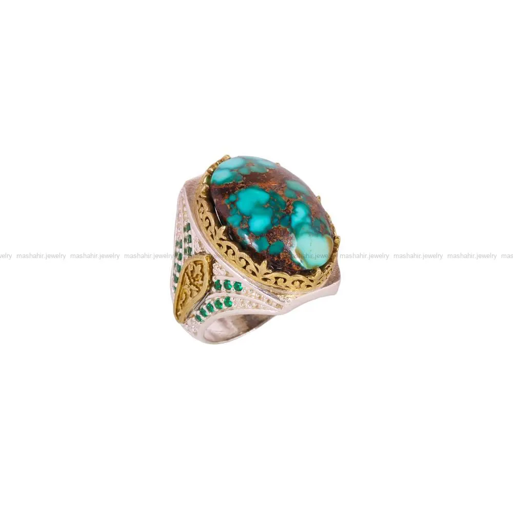 انگشتر فیروزه شجری مردانه کد 4208