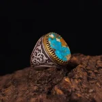 انگشتر فیروزه شجری مردانه کد 4187