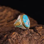 انگشتر فیروزه شجری مردانه کد 4201