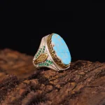 انگشتر فیروزه شجری مردانه کد 4196