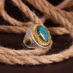 انگشتر فیروزه شجری مردانه کد 4285