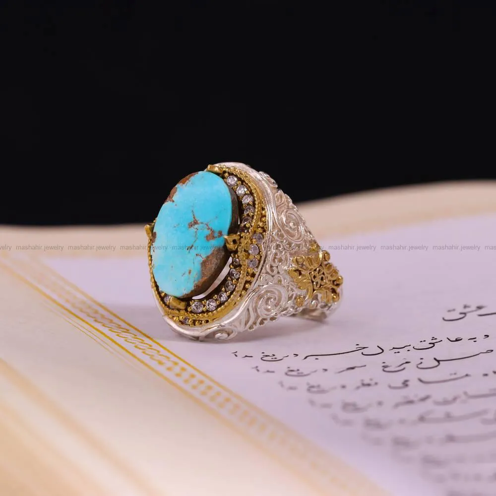 انگشتر فیروزه شجری مردانه کد 4295
