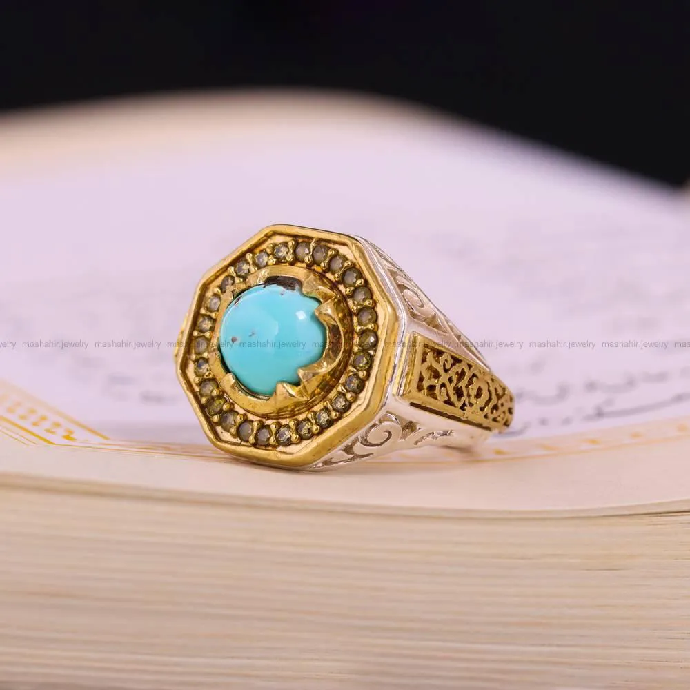 انگشتر فیروزه شجری مردانه کد 4300