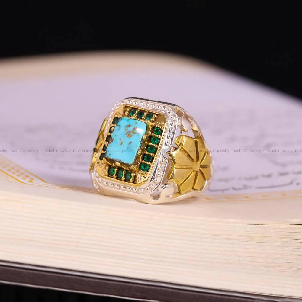 انگشتر فیروزه شجری مردانه کد 4310