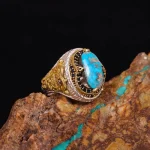 انگشتر فیروزه شجری مردانه کد 4324