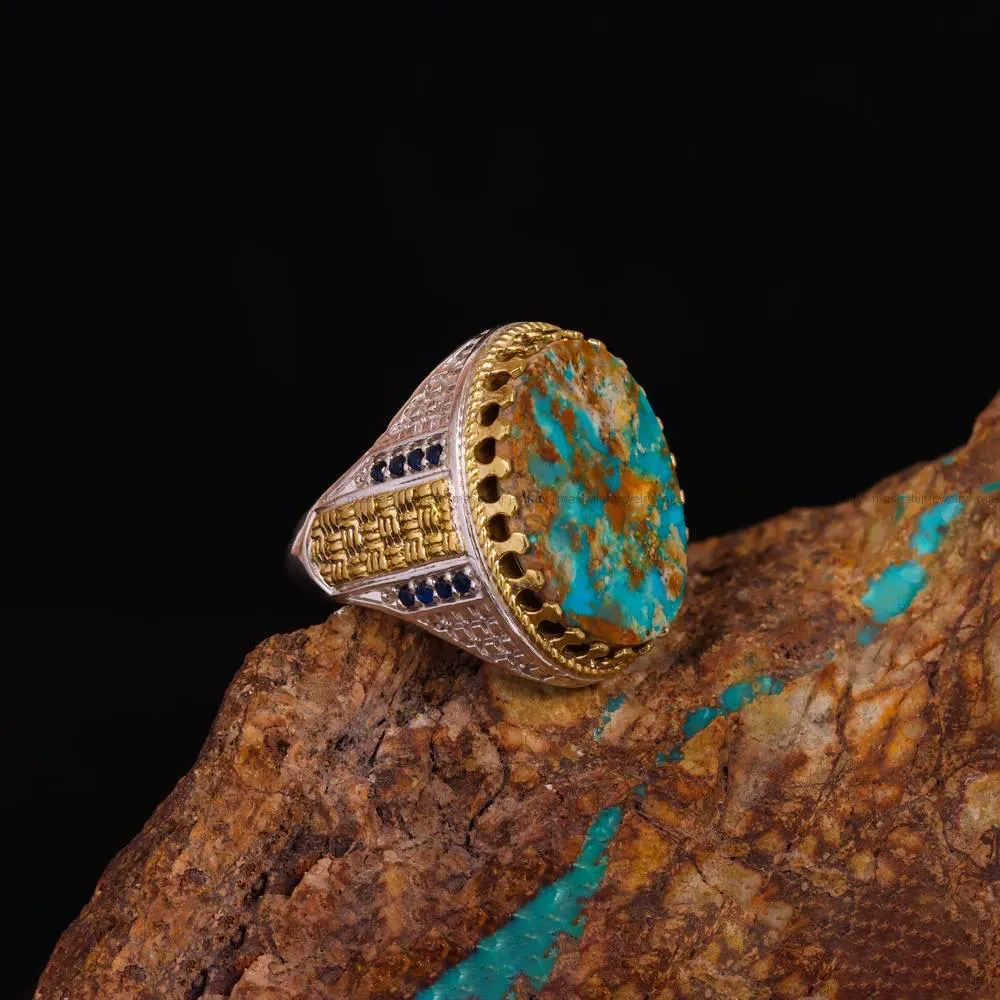 انگشتر فیروزه شجری مردانه کد 4328