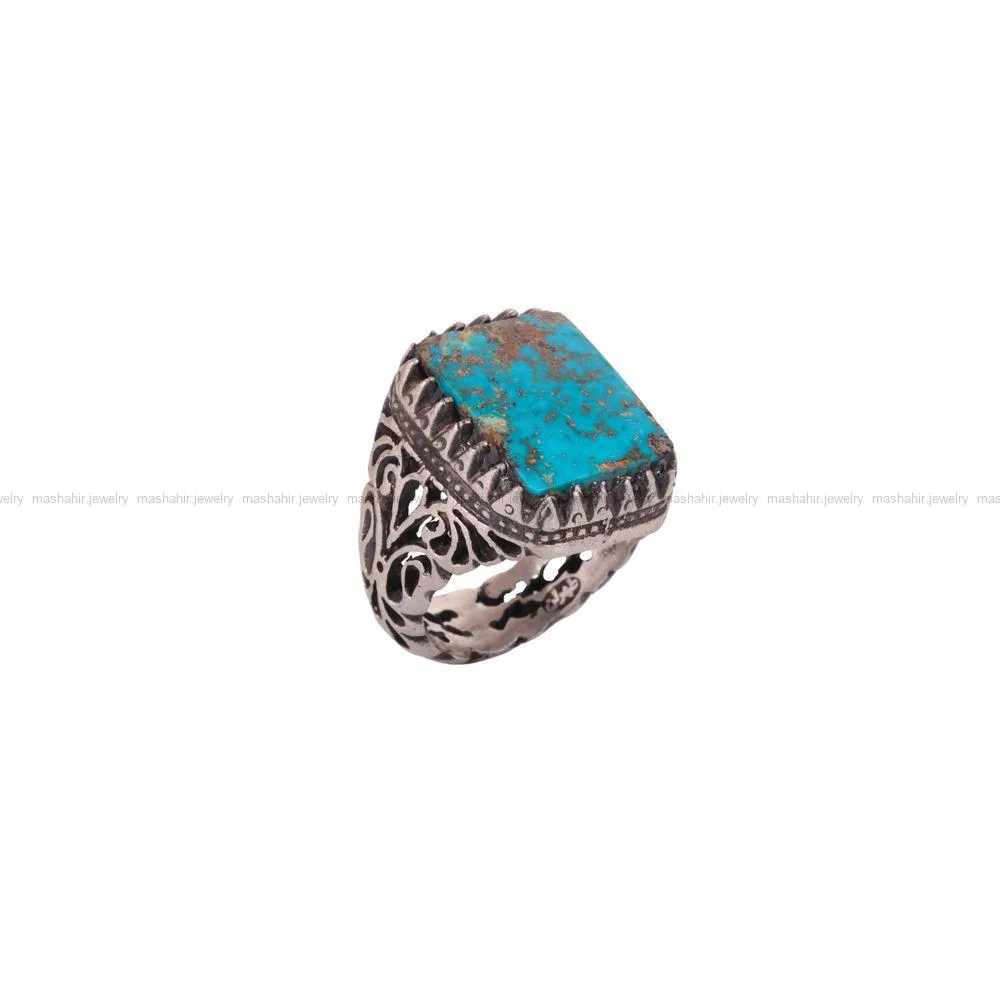 انگشتر فیروزه شجری مردانه کد 2767