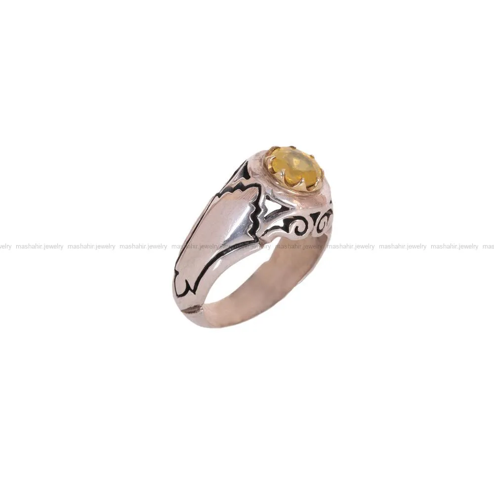 انگشتر یاقوت زرد مردانه کد 810