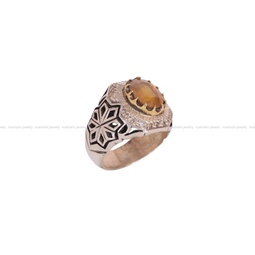 انگشتر یاقوت زرد مردانه کد 812