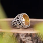 انگشتر یاقوت زرد مردانه کد 1781