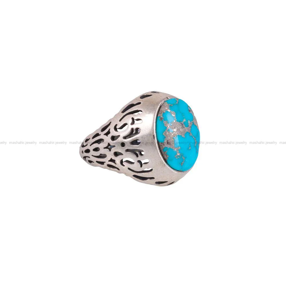 انگشتر فیروزه شجری مردانه کد 2648