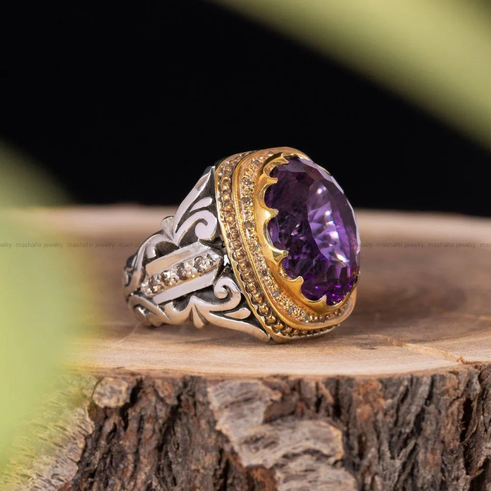 انگشتر آمیتیست مردانه کد 1779