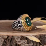 انگشتر زمرد مردانه کد 1776