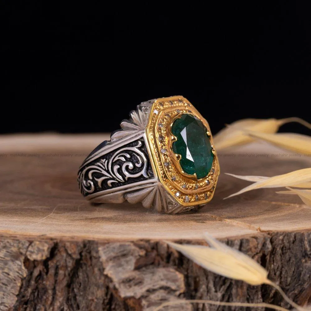 انگشتر زمرد مردانه کد 1776