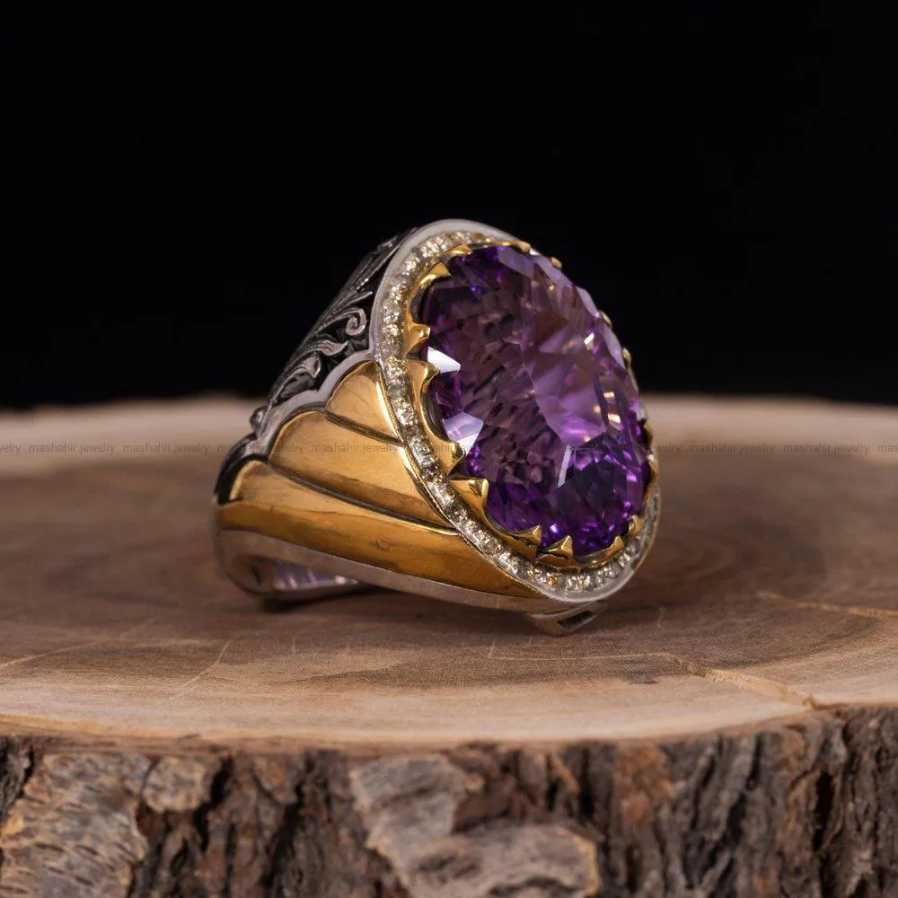 انگشتر آمیتیست مردانه کد 1775