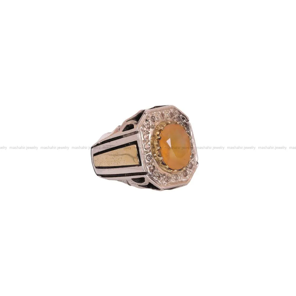 انگشتر یاقوت زرد مردانه کد 809