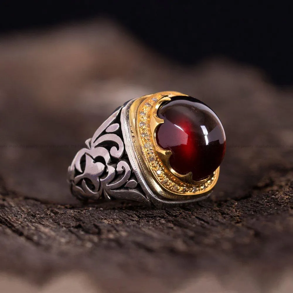 انگشتر گارنت مردانه کد 1790