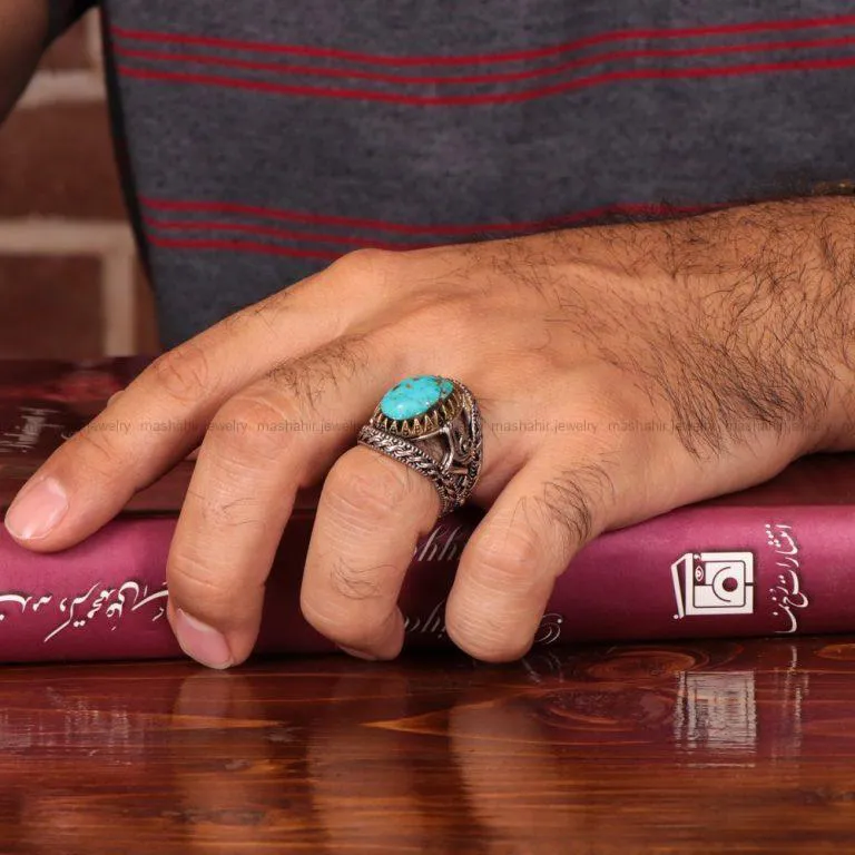 انگشتر فيروزه شجری مردانه کد 2060