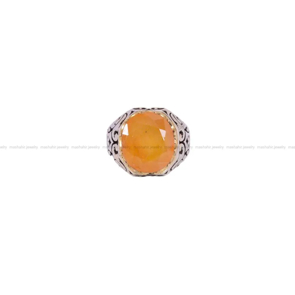 انگشتر یاقوت زرد مردانه کد 1303